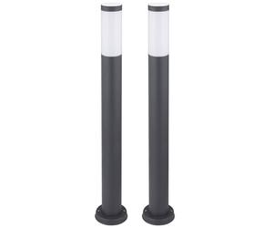 Lot de 2 lampadaires en acier inoxydable éclairage chemin de jardin lampadaire extérieur ANTHRACITE dans un ensemble comprenant des ampoules LED