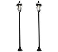 Outsunny 2 lampadaires sur pied solaires d'extérieur jardin avec 2 lampes LED blanc 3500K IP44 Ø18,5 x 129H cm noir | Aosom France