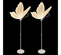 Lot de 2 lampadaires LED élégants en forme de papillon pour mariage - 140 cm - Lanternes dorées à lumière chaude - Parfaites pour les décorations de fête et l'amélioration de l'atmosphère.