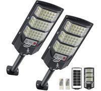Lot de 2 lampadaires solaires extérieurs LED 300W 8500K IP65 crépuscule à l'aube télécommande