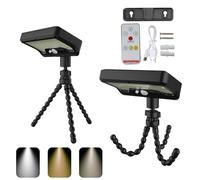 Lot de 2 lampes à énergie solaire rechargeable 3 modes ABS + PS Texture adaptée pour le camping, la décoration de jardin, lampe de jardin à énergie solaire