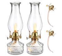 Lot de 2 lampes à pétrole - Lanterne en métal et verre - Douille rotative - Lampe à huile rétro - Pour l'intérieur et l'extérieur - Coupe-vent - Lampe à huile antique vintage - Lanterne à kérosène