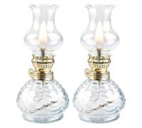 Lot de 2 lampes à pétrole - Lanternes tempête à pétrole - En verre - Rétro nostalgie - Luminosité réglable - Pour salon, salle à manger, utilisation d'urgence
