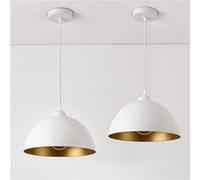 Lot de 2 Lampes à Suspension Éclairage Intérieur Hauteur Réglable Métal Diamètre 30 cm Blanc Doré [lux.pro] Blanc Doré G