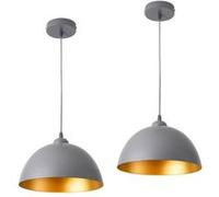 Lot de 2 Lampes à Suspension Éclairage Intérieur Hauteur Réglable Métal E27 Diamètre 30 cm Gris Doré [lux.pro] Gris Doré G