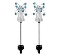 Lot de 2 lampes anges à énergie solaire avec LED à changement de couleur pour décoration de jardin et paysage extérieur, éclairage résistant aux intempéries à énergie solaire (bleu)