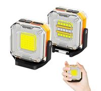 Lot de 2 lampes de camping magnétiques portables à LED avec charge USB-C et sortie Power Bank, base solide pour une utilisation mains libres dans une tente, un atelier, une réparation de garage, blanc
