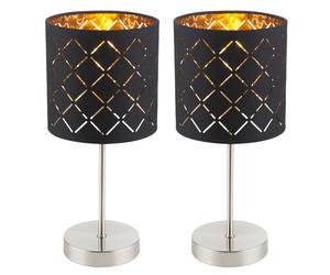 Lot de 2 lampes de chevet chambre à coucher liseuses or noir dans un ensemble comprenant des ampoules LED