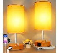 Lot de 2 Lampes de Chevet Rechargeables Éclairage Ajustable Avec Abat-Jour et Port Charge USB A+C Contrôle Luminosité 0-800LM, Inclus 2 Ampoules LED E27 8W, Idéal pour la Chambre et le Salon
