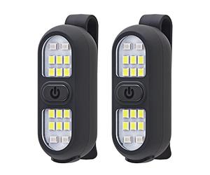 Lot de 2 Lampes de Course à Pied à Clipser Rechargeables lumière de sécurité pour Coureurs Lampe de Poche Mains Libres Lampe de Travail LED Clignotante Clignotant Jogging Promenade Camping randonnée