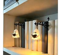 Lot de 2 lampes de lecture fantômes d'Halloween pour bibliothèque, bibliothèque, décoration d'Halloween, jolie lanterne LED veilleuse pour étude, lecture, coin de maison, bibliothèque (fantôme, 2