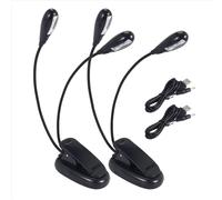 Lot de 2 lampes de lecture LED à pince pour pupitre de musique, avec double bras et orientation réglable à 360, idéales pour lire au lit.