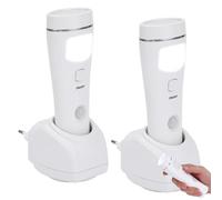 Lot de 2 lampes de poche de nuit : lampe de poche à induction LED à brancher, lampe de poche à capteur murale rechargeable, lampe de poche d'urgence pour les pannes de courant, les urgences