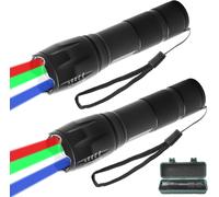 Lot De 2 Lampes De Poche Led 4 En 1 Avec Lampe De Poche Multicolore Rouge, Vert, Bleu, Blanc - Rechargeable Par Usb - Lampe De Poche Étanche Pour Camping, Urgence, Aventure En Plein Air