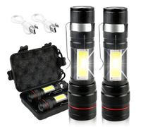 Lot de 2 lampes de poche LED : mini lampes de poche 2000 lumens, lampe de poche de camping avec 5 modes, lampes de poche super lumineuses, rechargeables par USB, portable et étanche IPX5 pour camping,