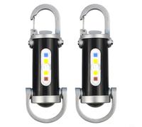 Lot de 2 lampes de poche porte-clés rechargeables, lampe de travail LED COB avec 6 modes, lampe torche portable USB-C pour la recherche et la randonnée, lanterne EDC noire, lot de 2