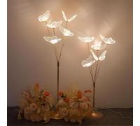 Lot de 2 lampes de sol en forme de papillon pour mariage, luminaire décoratif lumineux à LED, idéal pour une décoration romantique et élégante, idéal pour une fête(Gold,1.4M)