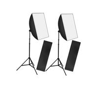 Lot de 2 lampes de studio kit éclairage studio avec softbox et trépieds extensible noir