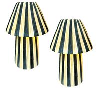 Lot De 2 Lampes De Table Boho Marrakesch Orient Noir 40cm Fait Main