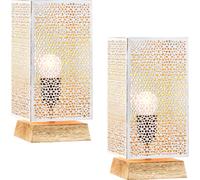 lot de 2 lampes de table déco boho Lampe de chevet Autigan Blanc