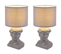 Lot de 2 lampes de table, lampes de chambre, interrupteur, céramique, textile, H 33 cm