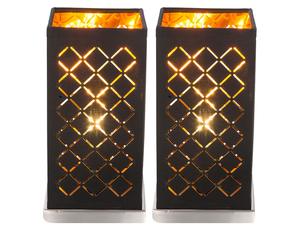 Lot de 2 lampes de table LED Lampe d'appoint Lampe de chevet Nickel mat Noir Décor Feuille d'or H 25 cm