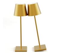 Lot de 2 lampes de table LED rechargeables - 3 W sans fil à intensité variable - Batterie 5500 mAh - Veilleuse portable pour la maison, le restaurant, l'extérieur - Design doré élégant