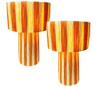 Lot De 2 Lampes De Table Morjana Boho Scandinave En Raffia Naturel 42cm