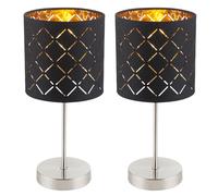 Lot de 2 lampes de table noires Salon Chambre à coucher Eclairage Lecture Nuit Luminaires or