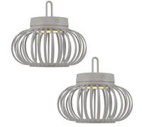 Lot de 2 lampes de table Touchdimmer Batterie LED sable Grille Suspension Extérieur Intérieur Balcon Lampe décorative, USB, 130Lm blanc chaud, DxH 25x22 cm