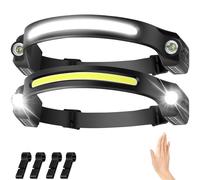 Lot de 2 lampes frontales LED rechargeables avec lumière diffuse de 260 °, 5 modes, détecteur de mouvement, 1500 mAh, IPX5, étanche, pour adultes, enfants, camping, course, jogging, pêche, trekking