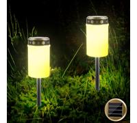 Lot de 2 lampes funéraires : lampe funéraire solaire,lampe funéraire solaire à LED,bougie de cimetière d'extérieur étanche à énergie solaire avec capteur de lumière,bougie funéraire avec piquet,7x12cm