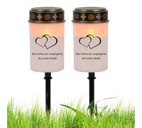 Lot de 2 lampes funéraires pour cimetière - Lampes à bougie de jardin | Décoration étanche sur piquet pour jardin, cimetière, allée, jardin, fête à la maison