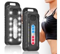 Lot de 2 lampes LED à clip, 5 modes d'éclairage - Petite lampe frontale USB rechargeable - Lumière clignotante avec effets lumineux rouge - Lampe à clip LED pour jogging, pêche, camping, randonnée,