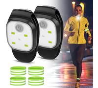 Lot de 2 lampes LED à clip : lampe de course à clip de nuit avec 2 bracelets LED, rechargeable par USB, 4 modes d'éclairage Clip, lumière de sécurité étanche pour la course, le jogging, le camping, la