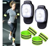 Lot de 2 lampes LED à clip pour l'extérieur avec 4 réflecteurs, 3 modes d'éclairage - Lampe frontale LED rechargeable par USB - Petite lampe de poche de sécurité pour la randonnée, le camping, la