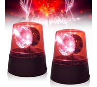 Lot de 2 lampes LED clignotantes : éclairage festif rouge, gyrophare réflecteur rotatif, flash DJ 360°, piles, décoration club, fête, salle de bal