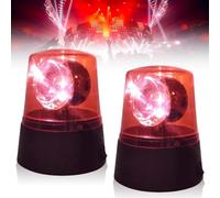 Lot de 2 lampes LED clignotantes rouges, gyrophare avec réflecteur rotatif, flash LED DJ 360°, piles, éclairage fête DJ, décoration club