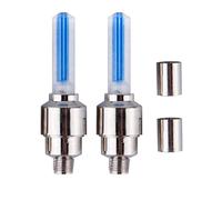 Lot de 2 lampes LED pour roue de vélo - Capuchon de valve de pneu - Pour voiture, moto, vélo - Bleu