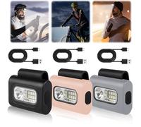 Lot de 2 lampes LED Pro à clip - Aimant puissant - Avec 6 modes d'éclairage - Rechargeable par USB - Étanche - Accessoire de course - Pour le jogging, le camping, la randonnée - 3 pièces
