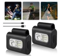 Lot de 2 lampes LED Pro à clip - Aimant puissant - Avec 6 modes d'éclairage - Rechargeable par USB - Étanche - Accessoire de course - Pour le jogging, le camping, la randonnée - Lot de 2