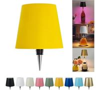 Lot de 2 lampes LED rechargeables sans fil à intensité variable pour bouteilles de vin, contrôle tactile rechargeable par USB, lot de 2 lampes décoratives plaquées argent, jaune, 3 couleurs