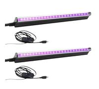 Lot de 2 lampes LED UV à lumière noire pour scène, tube portable à lumière UV, détection de fluorescence, éclairage de fête à LED, USB, plug and play, pour clubs, karaoké (2 packs)