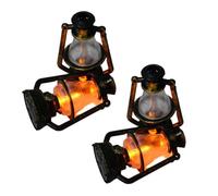 Lot de 2 lampes miniatures pour maison de poupée, lanterne à huile rétro miniature, accessoires de maison de poupée, décoration de scène miniature, modèle de lanterne ouragan, lampe à kérosène