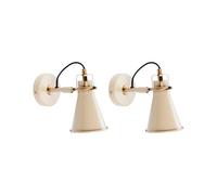 Lot de 2 Lampes Murales Industrielles en Métal avec Abat-Jour Réglable Beige