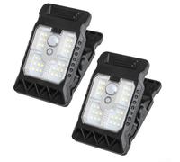 Lot de 2 lampes solaires à détecteur de mouvement pour extérieur, lampe de sécurité LED étanche avec 3 modes pour jardin, clôture, patio, mur, lampe suspendue portable à clipser pour décoration de
