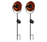 Lot de 2 lampes solaires à LED pour chemin de jardin Décoration Piquet de terre Lampes extérieures orange noir