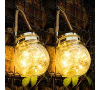 Lot de 2 lampes solaires à suspendre pour extérieur, 30 LED, lanternes solaires pour extérieur, lampes solaires de jardin, lanternes d'extérieur à suspendre Blanc chaud Décoration pour extérieur,