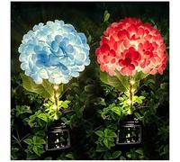 Lot de 2 lampes solaires de jardin en forme de fleur d'hortensia extra large, panneau solaire amélioré, lumières de jardin étanches pour cour, pelouse, terrasse, cadeau pour maman