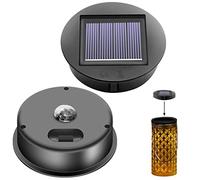Lot de 2 Lampes Solaires de Rechange: φ8 cm Panneau Solaire Lanterne Couvercle de Rechange Étanche IP65, Lampes Solaires de Rechange avec Led pour Éclairage Extérieur, Cour, Décoration de Jardin